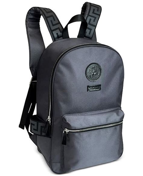 versace blue leather backpack|Versace perfume with free backpack.